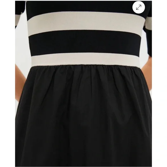 TUCKERNUCK Black and Ivory Stripe Short Sleeve Marina Dress TUCKERNUCK Black and Ivory Stripe Short Sleeve Marina Dress